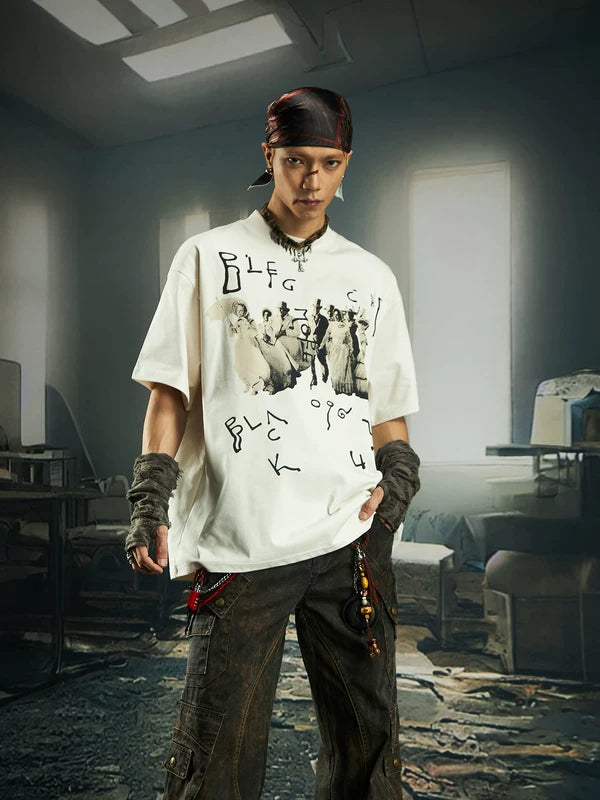 Graphic Print Crew Neck Oversized T-Shirt 1