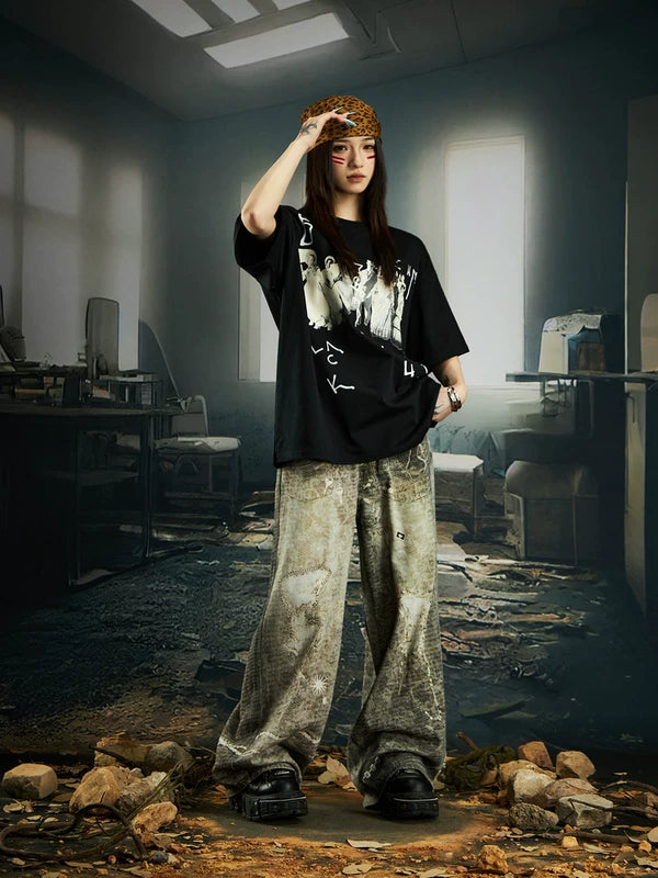 Graphic Print Crew Neck Oversized T-Shirt 5