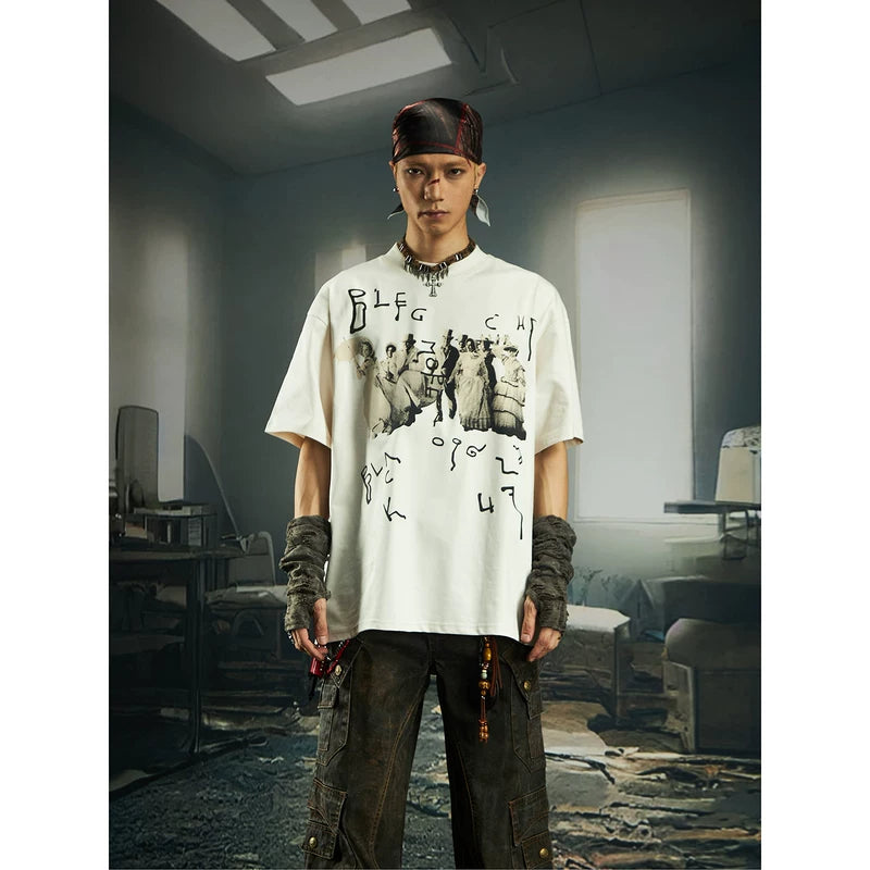 5999600382236,5999600382237,5999600382238,5999600382239, Graphic Print Crew Neck Oversized T-Shirt