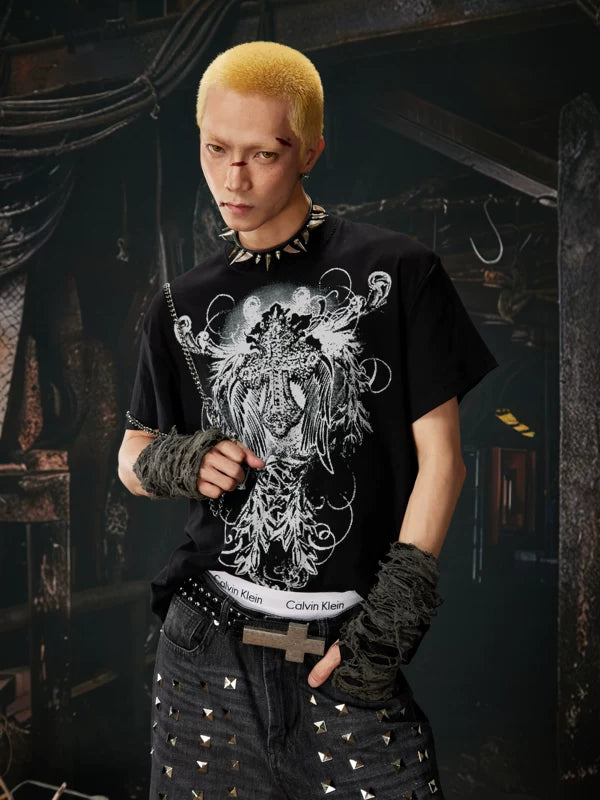 Graphic Print Crew Neck Short Sleeve T-Shirt 1