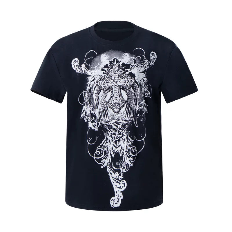 6210379927205,6210379927206,6210379927207,6210379927208, Graphic Print Crew Neck Short Sleeve T-Shirt