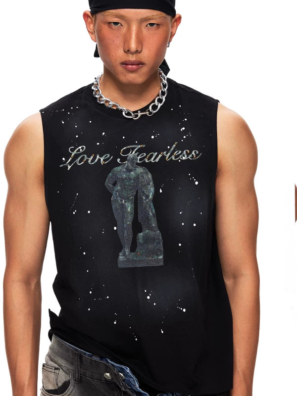 Graphic Print Crew Neck Sleeveless Vest 4