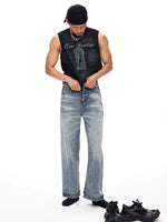 6058712780475,6058712780476,6058712780477, Graphic Print Crew Neck Sleeveless Vest