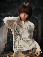 Graphic Print Henley Long Sleeve T-Shirt 1