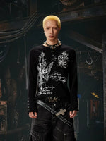 Graphic Print Henley Long Sleeve T-Shirt 5