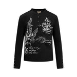 6212224863685,6212224863687,6212224863689,6212224863691, Graphic Print Henley Long Sleeve T-Shirt
