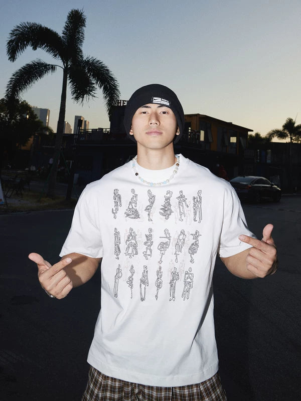 Graphic Print Loose Cotton T-Shirt 1
