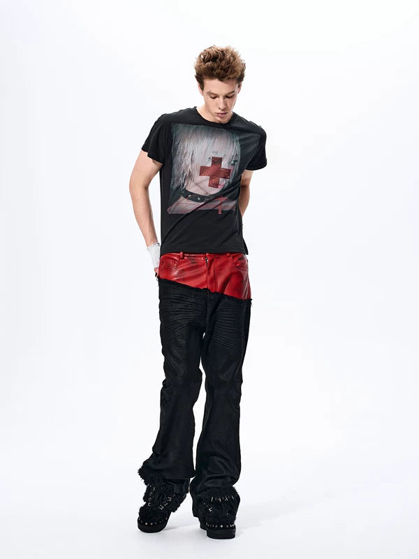 Graphic Print Rhinestone Slim Fit T-Shirt 4