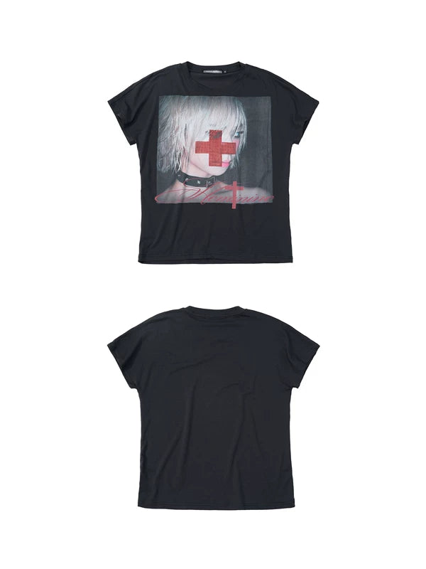 Graphic Print Rhinestone Slim Fit T-Shirt 5