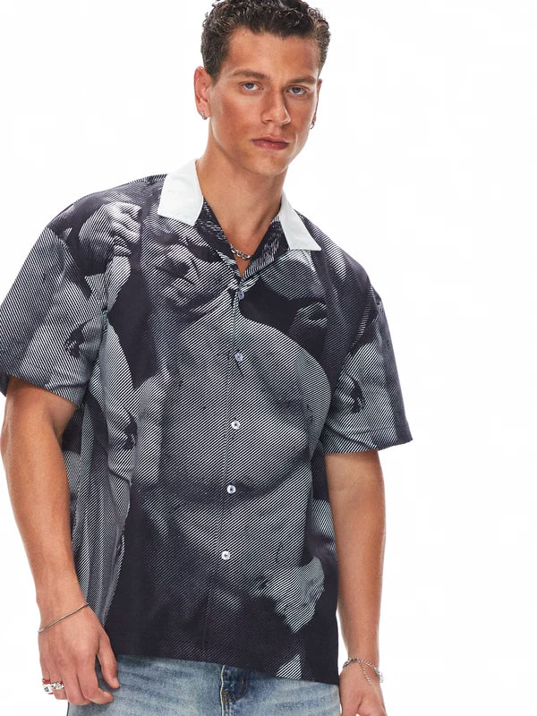 Graphic Print Short-Sleeve Camp Collar Shirt 1