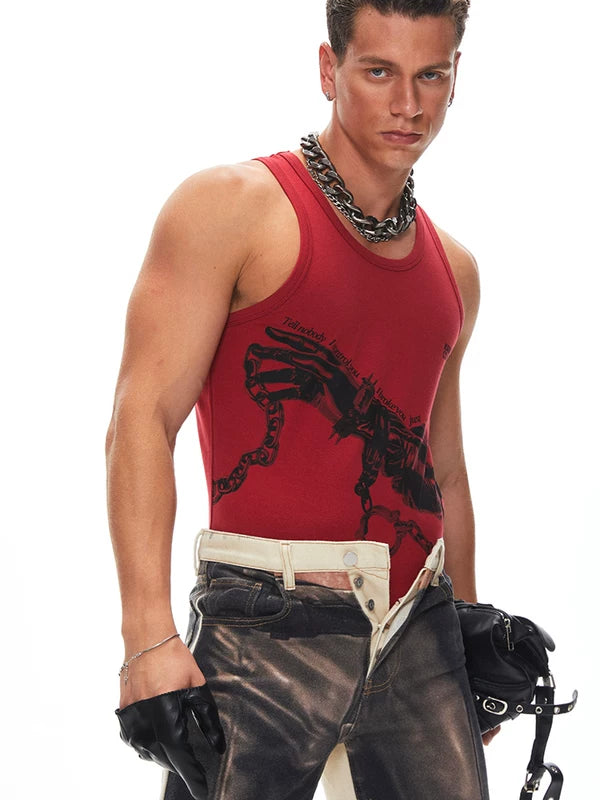 Graphic Print Slim Fit Vest 2