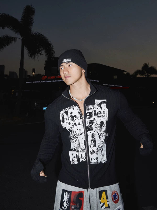 Graphic Print Zip-Up Jacket 3