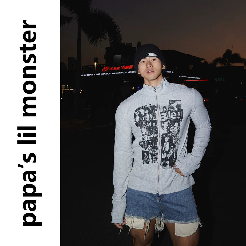 6190508535473,6190508535474,6190508535475,6190508535476, Graphic Print Zip-Up Jacket