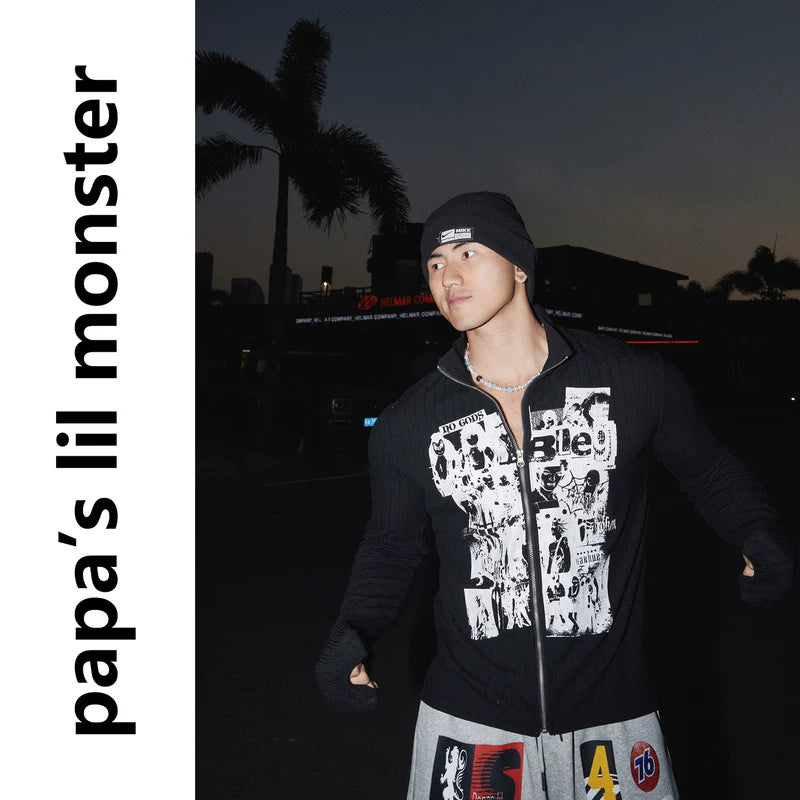 6190508535477,6190508535478,6190508535479,6190508535480, Graphic Print Zip-Up Jacket