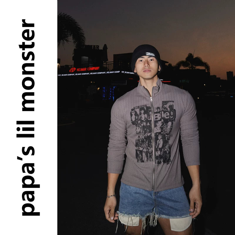 6190508535481,6190508535482,6190508535483,6190508535484, Graphic Print Zip-Up Jacket
