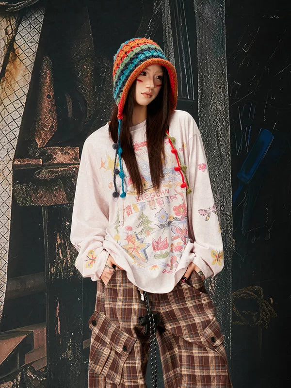 Graphic Printed Loose Fit Long Sleeve T-Shirt 2