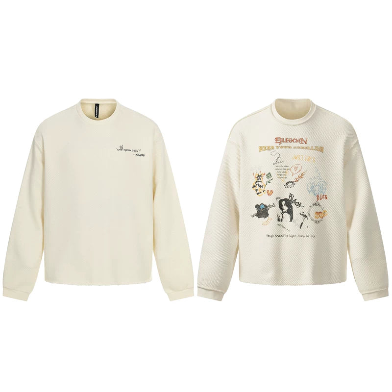 6192672970635,6192672970636,6192672970637,6192672970638, Graphic Retro Crew Neck Sweatshirt