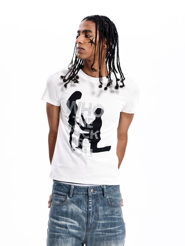 Graphic Rhinestone Short-Sleeve T-Shirt 1