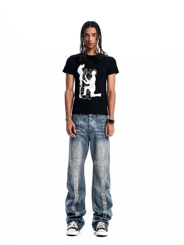 Graphic Rhinestone Short-Sleeve T-Shirt 4