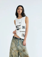 Graphic Ribbed Knit Graffiti Camisole Top 1
