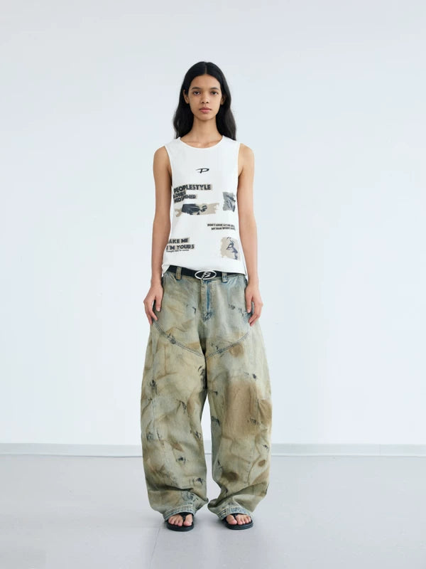 Graphic Ribbed Knit Graffiti Camisole Top 4