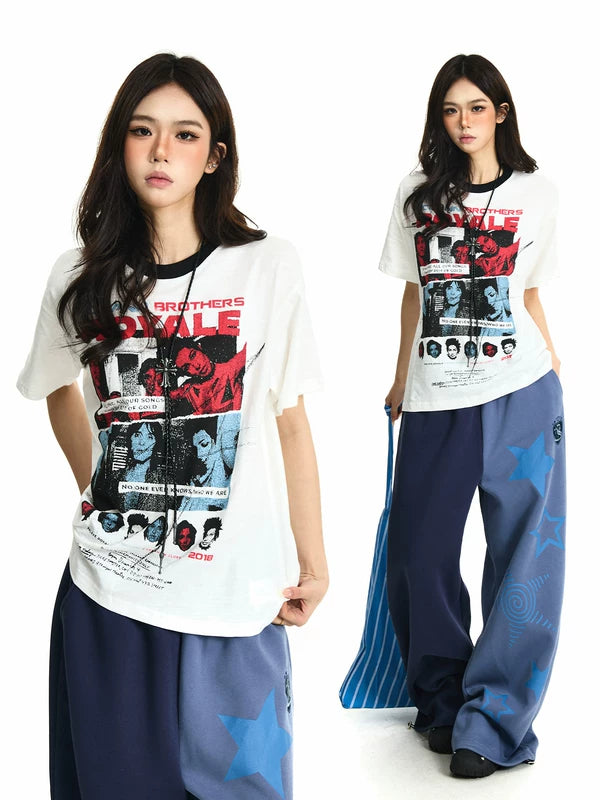 Graphic Rock Band Print Short-Sleeve T-Shirt 1