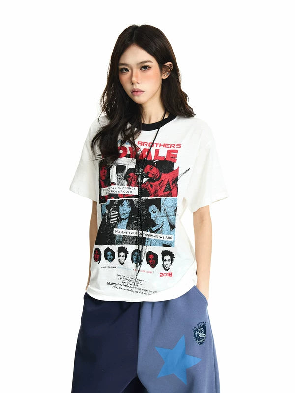 Graphic Rock Band Print Short-Sleeve T-Shirt 3