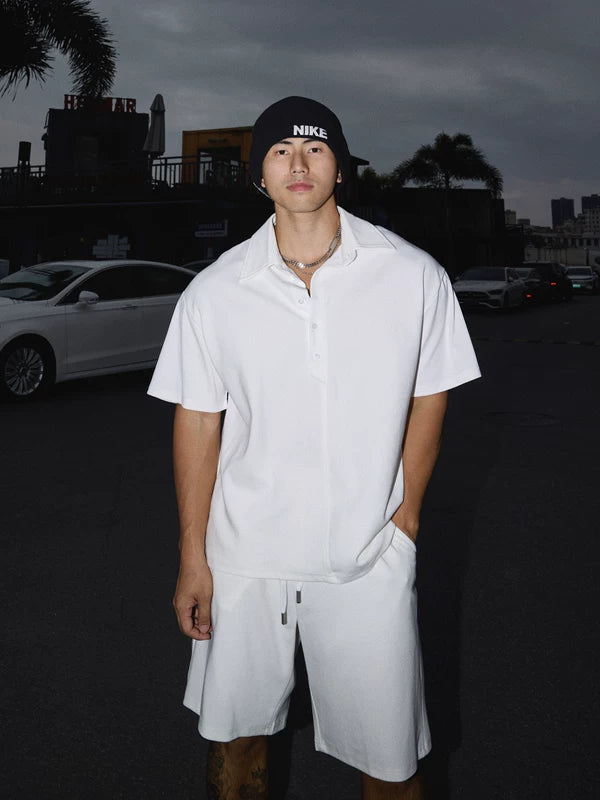 Half-Open Collar Shirt and Shorts Set 3