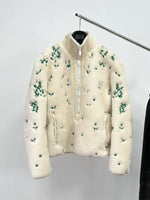 Half-Zip Embroidered Faux Fur Jacket 1