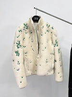Half-Zip Embroidered Faux Fur Jacket 2