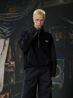 Half Zip Stand Collar Loose Sweatshirt 3