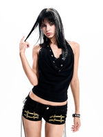 Halter Neck Vest and Rivet Shorts Set 2