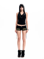 Halter Neck Vest and Rivet Shorts Set 4