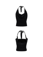 Halter Neck Vest and Rivet Shorts Set 5