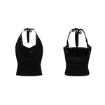6102123608417,6102123608418,6102123608419, Halter Neck Vest and Rivet Shorts Set