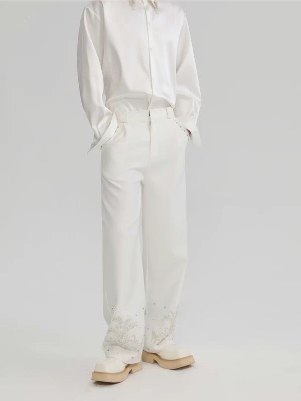 Hand-Beaded Jacquard Embroidered Loose Fit Pants 5
