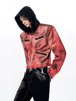 Hand-Painted Distressed Hooded Denim Jacket 2