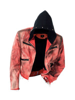 Hand-Painted Distressed Hooded Denim Jacket 5