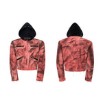 6035665821811,6035665821812,6035665821813,6035665821814, Hand-Painted Distressed Hooded Denim Jacket