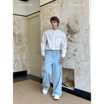 Hand-Sewn Pearl Wide-Leg Denim Pants 1