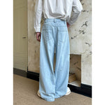 Hand-Sewn Pearl Wide-Leg Denim Pants 4