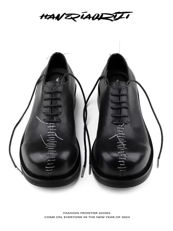 Hand-Stitched Top-Grain Leather Derby Shoes 1
