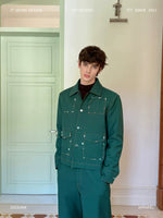 Handcrafted Gemstone Stitching Short Jacket Pants Set 1