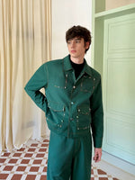Handcrafted Gemstone Stitching Short Jacket Pants Set 4