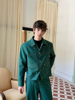Handcrafted Gemstone Stitching Short Jacket Pants Set 5