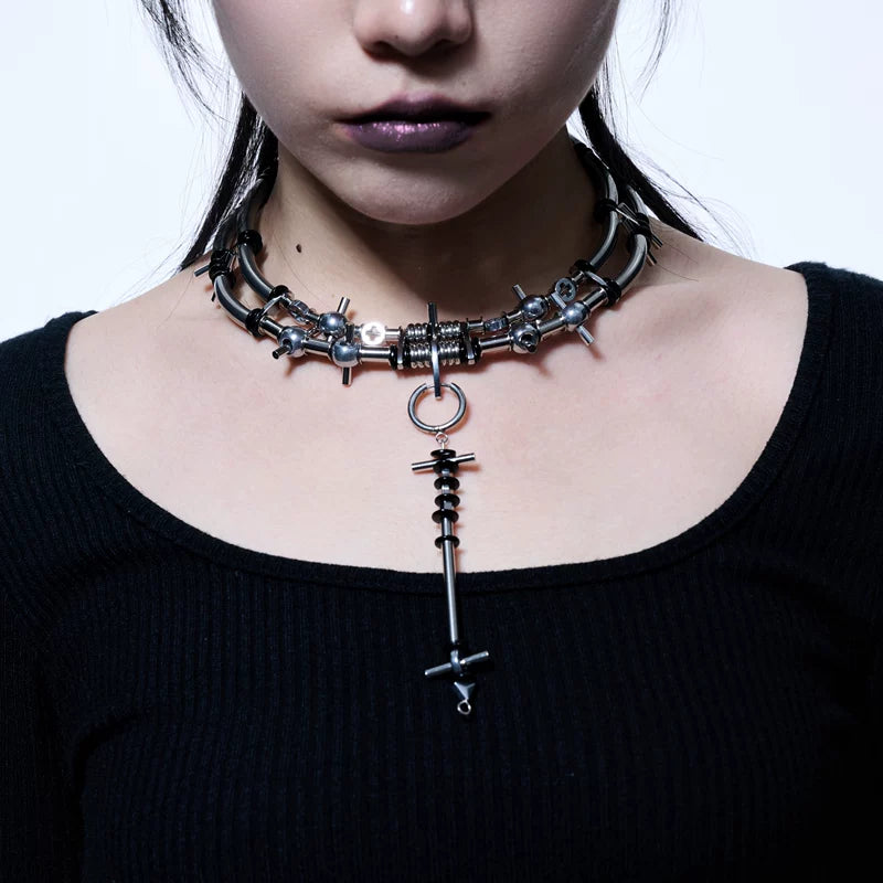 5368809583434, Handmade Mechanical Choker Necklace