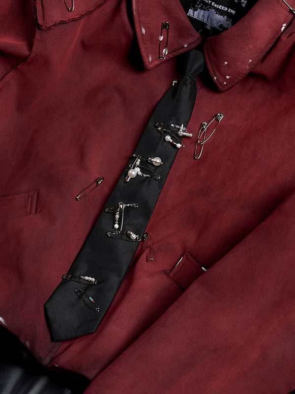 Handmade Pearl Safety Pin Necktie 2