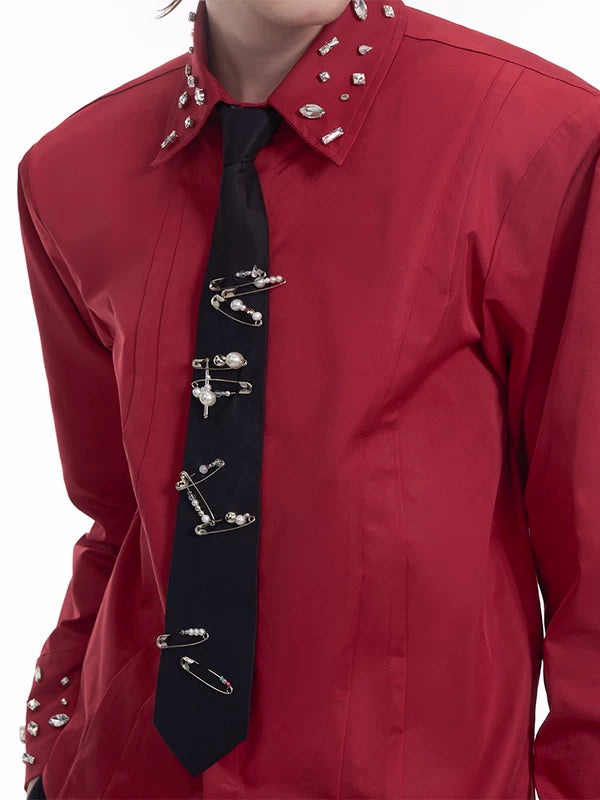 Handmade Pearl Safety Pin Necktie 4