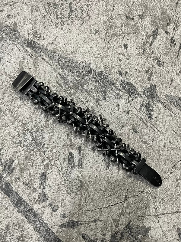 Handmade Punk Spiked Cowhide Bracelet 2
