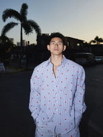 Heart Embroidered Striped Shirt and Shorts 2